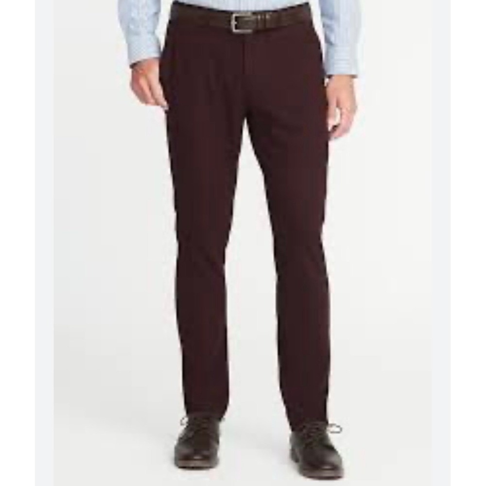 Old Navy Signature Slim Chino Pants Mens 32x32 Maroon Burgundy Cotton Blend